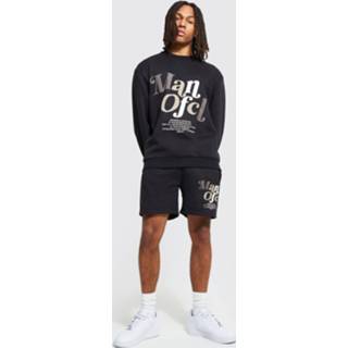 Oversized Man Official Trainingspak Met Trui En Shorts, Black