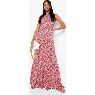 👉 Jurk rood Porcelain Rouched Maxi Jurk, Red