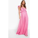 👉 Met Stippen En Ruches Strap Maxi Jurk, Pink