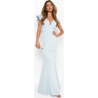 👉 Maxi Jurk Met Pofmouwen En Laag Decolleté, Pastel Blue