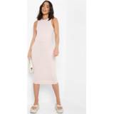 👉 Zwangerschap Geribbelde Midi Jurk Met Racer Hals, Blush