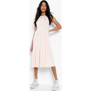 👉 Gesmokte Mouwloze Midi Jurk, Blush