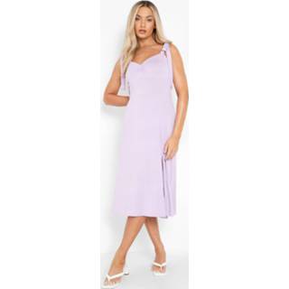 👉 Midi Skater Jurk Met Ceintuur, Lilac