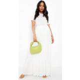 👉 Petite Maxi Jurk Met Laagjes En Korte Mouwen, White
