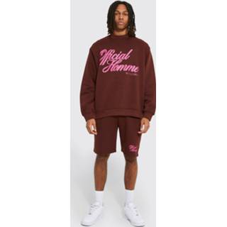 Trainingspak s chocoladebruin Oversized Homme Met Trui En Shorts, Chocolate