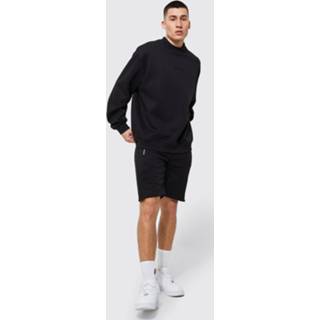 Oversized Man Trainingspak Met Trui, Shorts En Panelen, Black