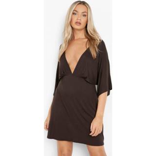 👉 Skater Jurk Met Vleermuismouwen, Chocolate
