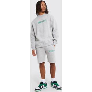 Oversized Official Trainingspak Met Trui En Shorts, Grey Marl