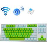 👉 Shaft wit donkergroen blauw active Technologie 87-Key Draadloze Wired Bluetooth Three-Mode Gaming Mechanical Keyboard (White Green Ice Blue Light Shaft)