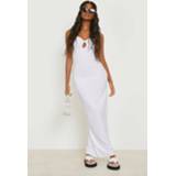 👉 Gekreukelde Sleutelgat Maxi Jurk Met Bandjes, White