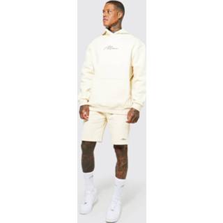 👉 Oversized Signature Trainingspak Met Capuchon En Shorts, Sand
