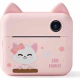 👉 Digitale camera roze active kinderen P1 16GB Polaroidcamera voor 1200W en achter Dual-Lens Mini Print Fotografische Speelgoed (roze kat)