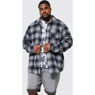 Plus Geruit Baggy Overhemd Met Verfspetters, Black