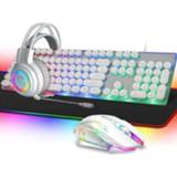 👉 Hoofdtelefoon wit active Pantsan LD-145 4 in 1 lichtgevend punk gaming-toetsenbord + muis muismat Set (wit)
