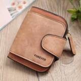 Damesportemonnee bruin active vrouwen Vintage Nubuck Lederen Dames Portemonnee Short Type Multi-Card Coin Clutch (Brown)