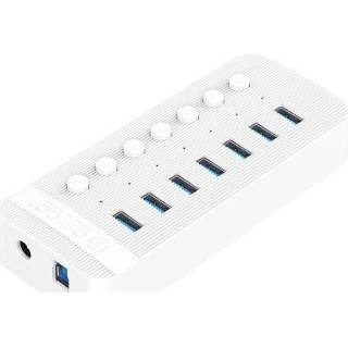 👉 Schakelaar wit kunststof active ORICO CT2U3-7AB-WH 7 in 1 strepen Multi-Port USB HUB met individuele schakelaars (wit)