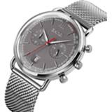 👉 Kalender grijs zilver active mannen SKMEI 9206 Stopwatch Lichtgevende Pointer Metal Mesh Belt Quartz Horloge voor Heren (Silver Shell Grey Surface)