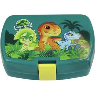 👉 Broodtrommel multi kunststof kinderen active broodtrommel/lunchbox Jurassic Park dinosaurus 16 x 11 cm