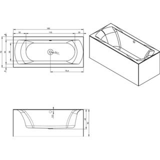 Wit Riho Linares Plug&Play halfvrijstaand bad 160x70cm - rechts 8714148594438