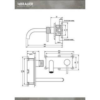 👉 Wastafel mengkraan PVD Brauer Copper Carving inbouw wastafelmengkraan met gebogen uitloop en afdekplaat model A1 koper geborsteld 8720359391261