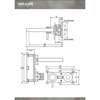 👉 Wastafel mengkraan PVD Brauer Copper Carving inbouw wastafelmengkraan met rechte uitloop en rozetten model A2 koper geborsteld 8720359391605