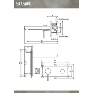 👉 Wastafel mengkraan PVD Brauer Copper Carving inbouw wastafelmengkraan met rechte uitloop en afdekplaat model A2 koper geborsteld 8720359391599