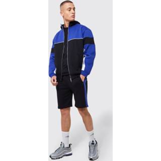 Oversized Colour Block Trainingspak Met Top Met Hoge Kraag En Shorts, Cobalt