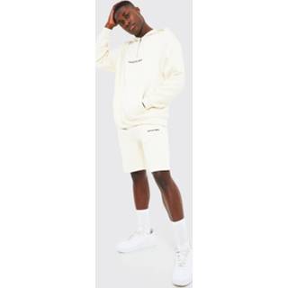 👉 Oversized Man Trainingspak Met Tank Met Capuchon En Shorts, Ecru