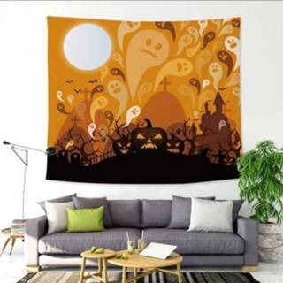 👉 Tapijt stof active Halloween grappige achtergrond wandtapijt bar decoratie tapijt, maat: 150x130cm (Ghost)