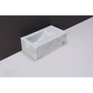 👉 Fontein carrara marmer glans XS Forzalaqua Venetia 29x16x10cm geen kraangat rechts rechthoek gepolijst 100432 8438476186010