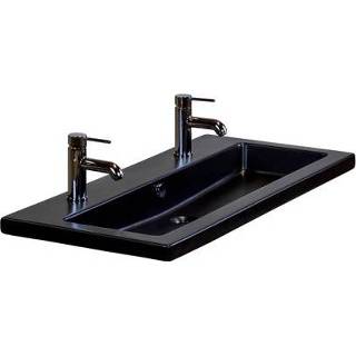 👉 Wastafel keramiek zwart mat NewWave Djazz keramisch 101x45,5x4cm 2krg 10201043 8715891031027