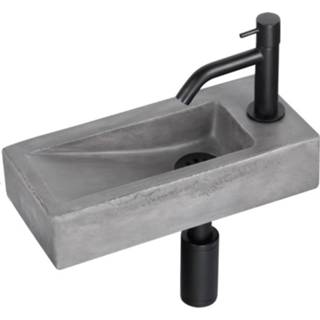 Fonteinset zwarte grijs Differnz Doni met mat kraan 36 x 16 8 cm, beton donkergrijs