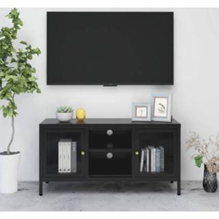 👉 Zwart staal glas active Tv-meubel 105x35x52 cm en 8720286564233