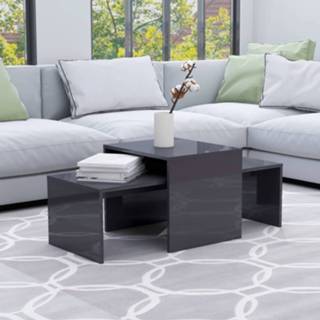 👉 Spaanplaat grijs active Salontafelset 100x48x40 cm hoogglans 8720286017142