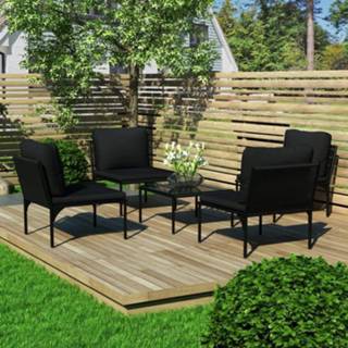 👉 5-delige Loungeset met kussens PVC zwart