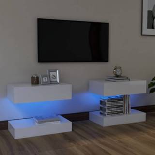 👉 Tv-meubelen 2 st met LED-verlichting 60x35 cm hoogglans wit