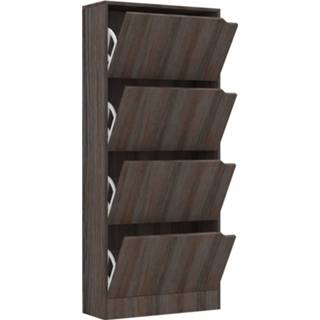 👉 Schoenen kast eiken active grijs Schoenenkast met 4 deuren 59x24x136 cm spaanplaat 8720286669723