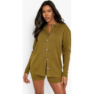 👉 Gebreide Tussenjas En Fietsbroekje Set, Olive