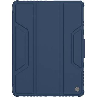 👉 Tablethoes blauw PU leer active Nillkin - geschikt voor iPad 2021 (10.2 Inch) Leren Extreme Tri-Fold Book Case 10.2 hoes met Camera protectie Sleep/Wake-up Functie Donker 6902048222045