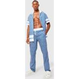 👉 Oversized Geo Print Overhemd Met Textuur En Broek Set, Blue