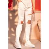 👉 Stretch Stacked Skinny Jeans Met Gescheurde Zoom, White