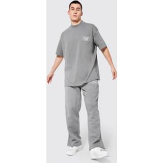 👉 Oversized Man Trainingspak Met T-Shirt Met Drukknoopjes, Charcoal