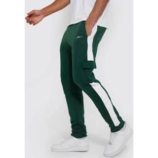 Tall Skinny Fit Cargo Man Joggingbroek Met Tekst, Dark Green