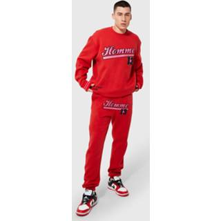 👉 Oversized Homme Varsity Trainingspak Met Trui, Red