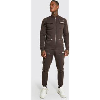 👉 Cargo Slim Fit Trainingspak Met Bomberjack, Chocolate