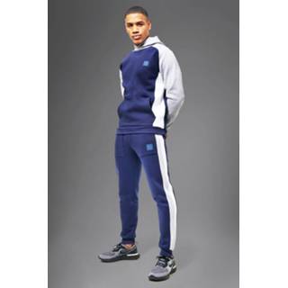 👉 Man Active Colour Block Trainingspak Met Capuchon, Navy