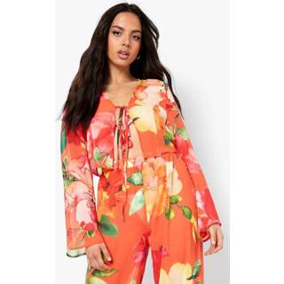 Bloemen Overhemd Met Strik, Red