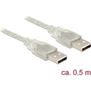 👉 Transparant Delock USB-kabel USB 2.0 USB-A stekker, stekker 50.00 cm Met Ferrietkern 4043619838868