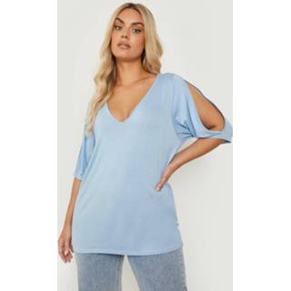 Plus Tuniek Met Mouwsplit, Powder Blue