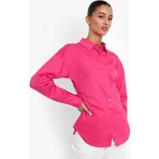 👉 Geplooide Getailleerde Long Line Blouse, Hot Pink